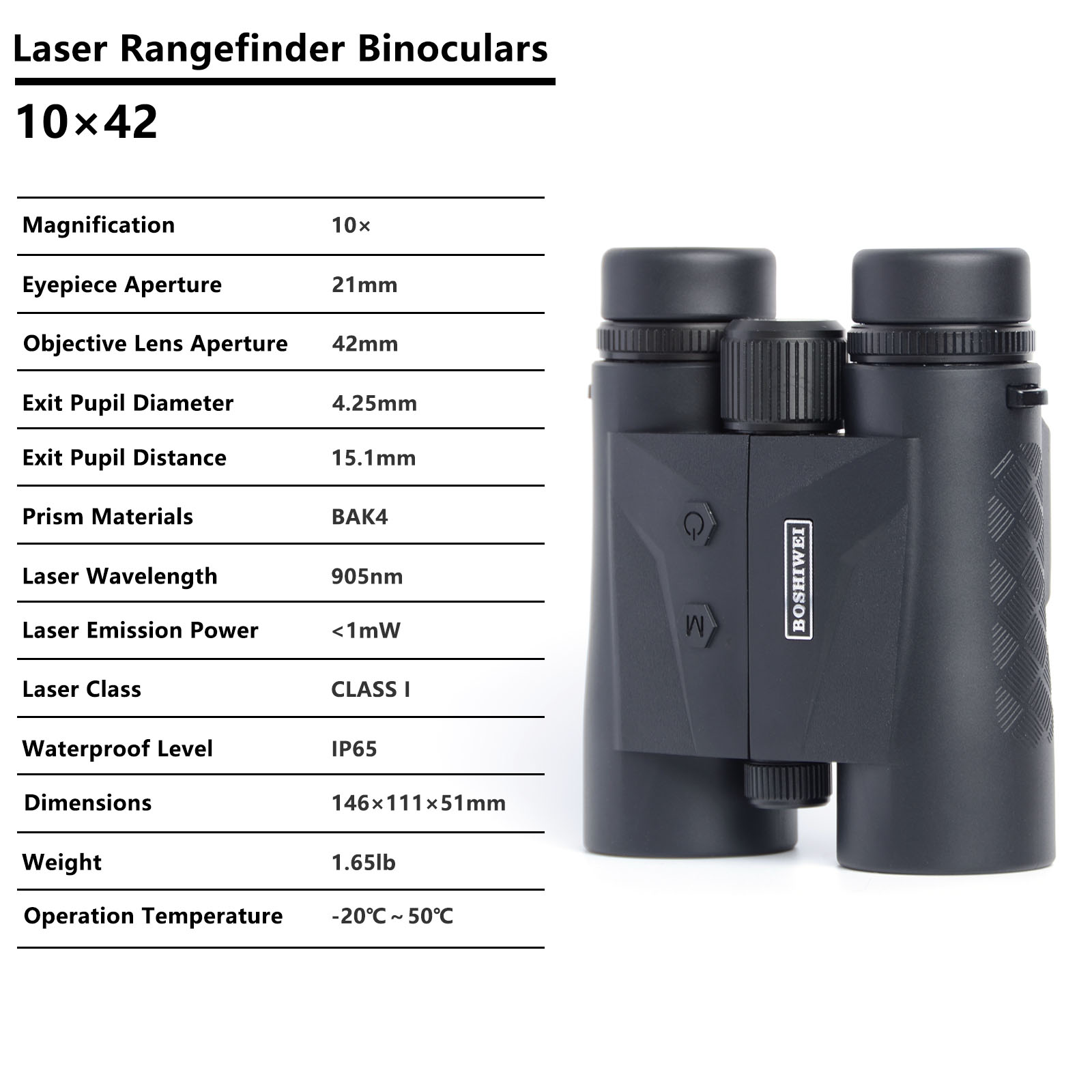 BOSHIWEI 10x42 Laser Rangefind - огляд і ціна Rangefinder Laser Hunting